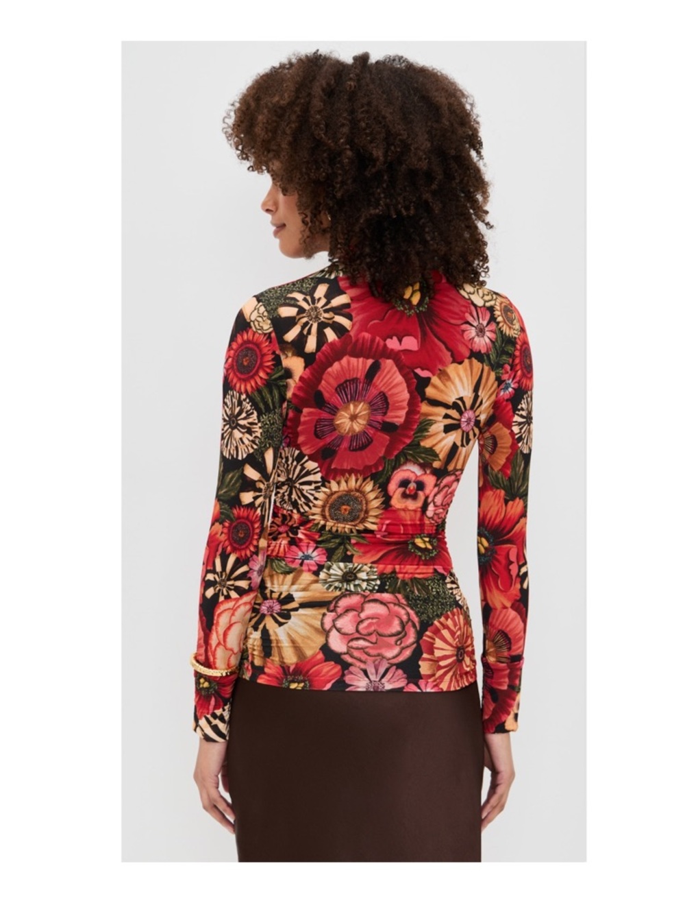 FARM Rio Black Flowershop Ruched Waist Jersey Blouse Size M NWT - Picture 11 of 15